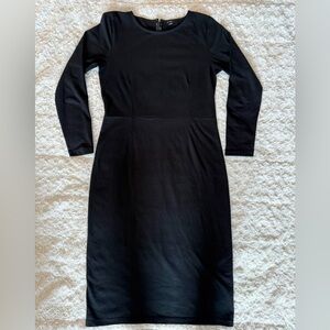 J.Crew Black Long-Sleeve Midi Sheath Dress – Size 8 – 100% Cotton